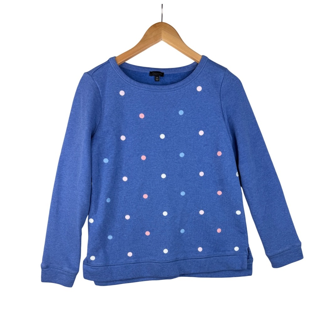 Talbots Color Polka Dot Crewneck Sweater size XS Blue/Pink